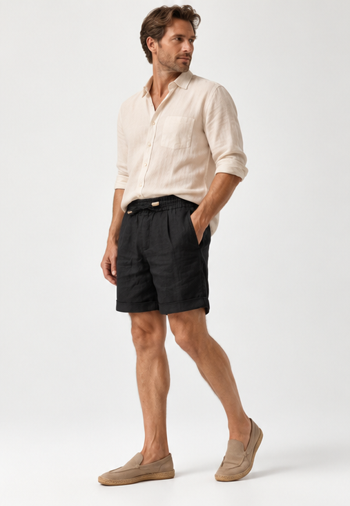 Liam Linen Shorts | Black