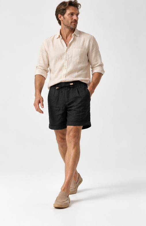 Liam Linen Shorts | Black