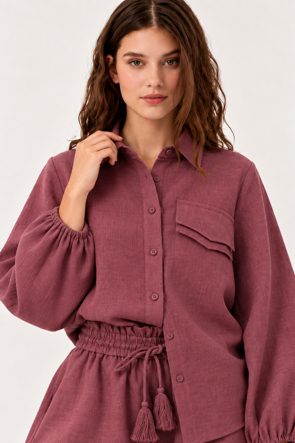 Victoria Linen Set | Burgundy