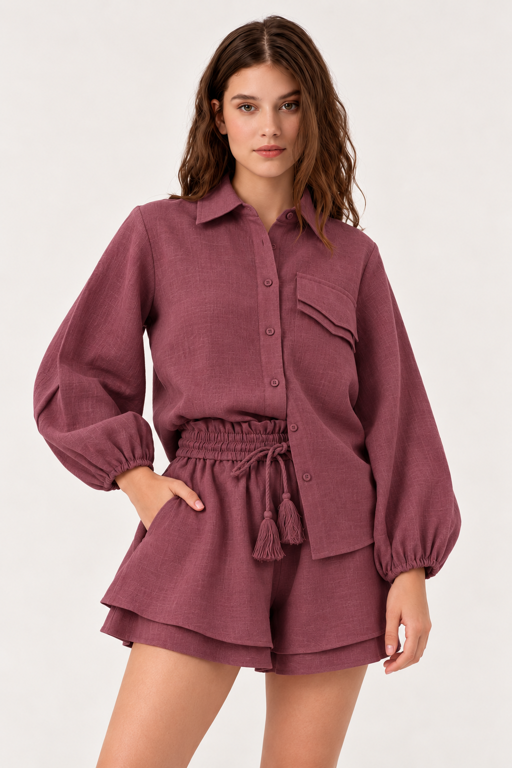 Victoria Linen Set | Burgundy
