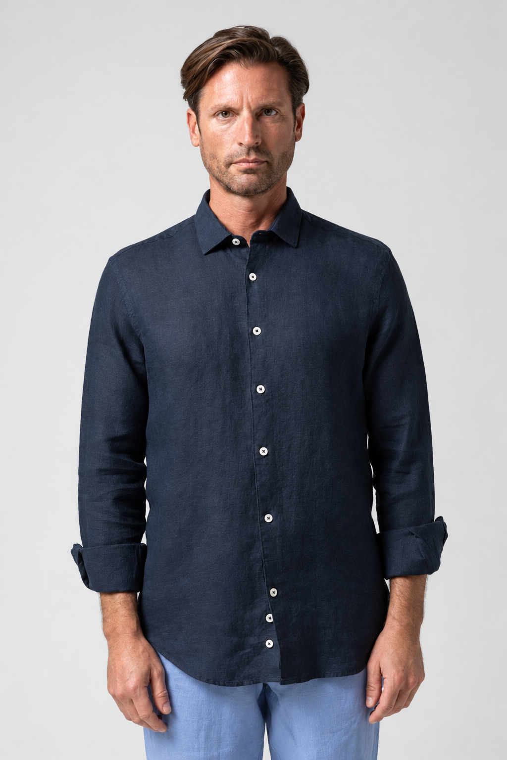 Lucas Linen Lightweight Shirt | Navy Blue