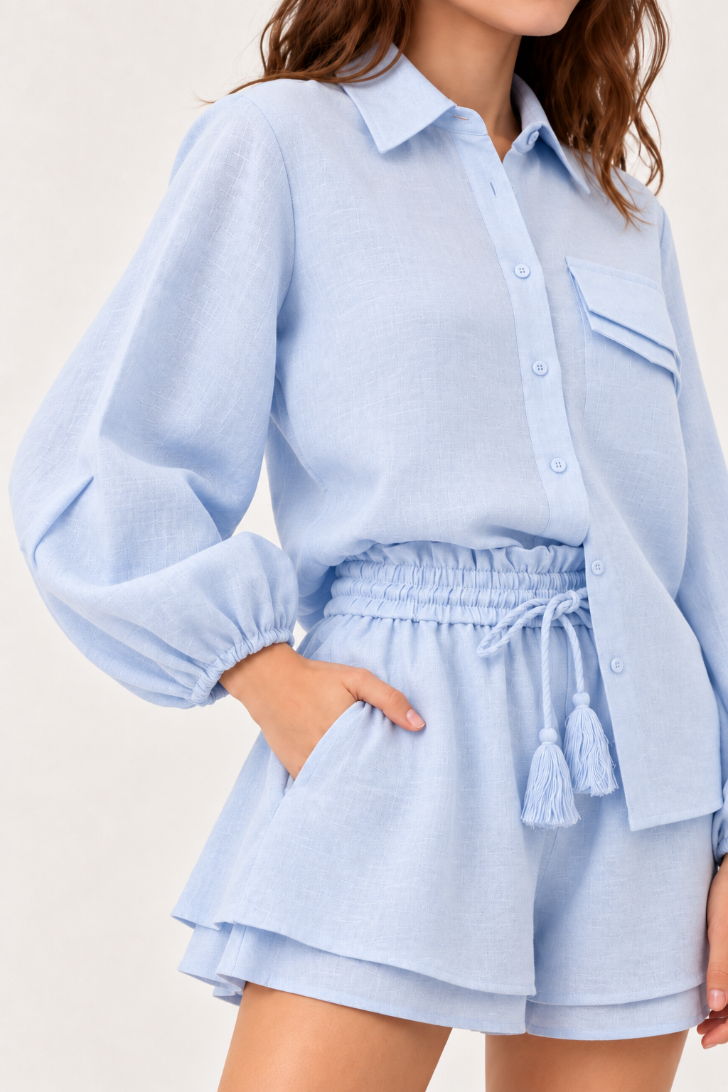Victoria Linen Set | Light Blue