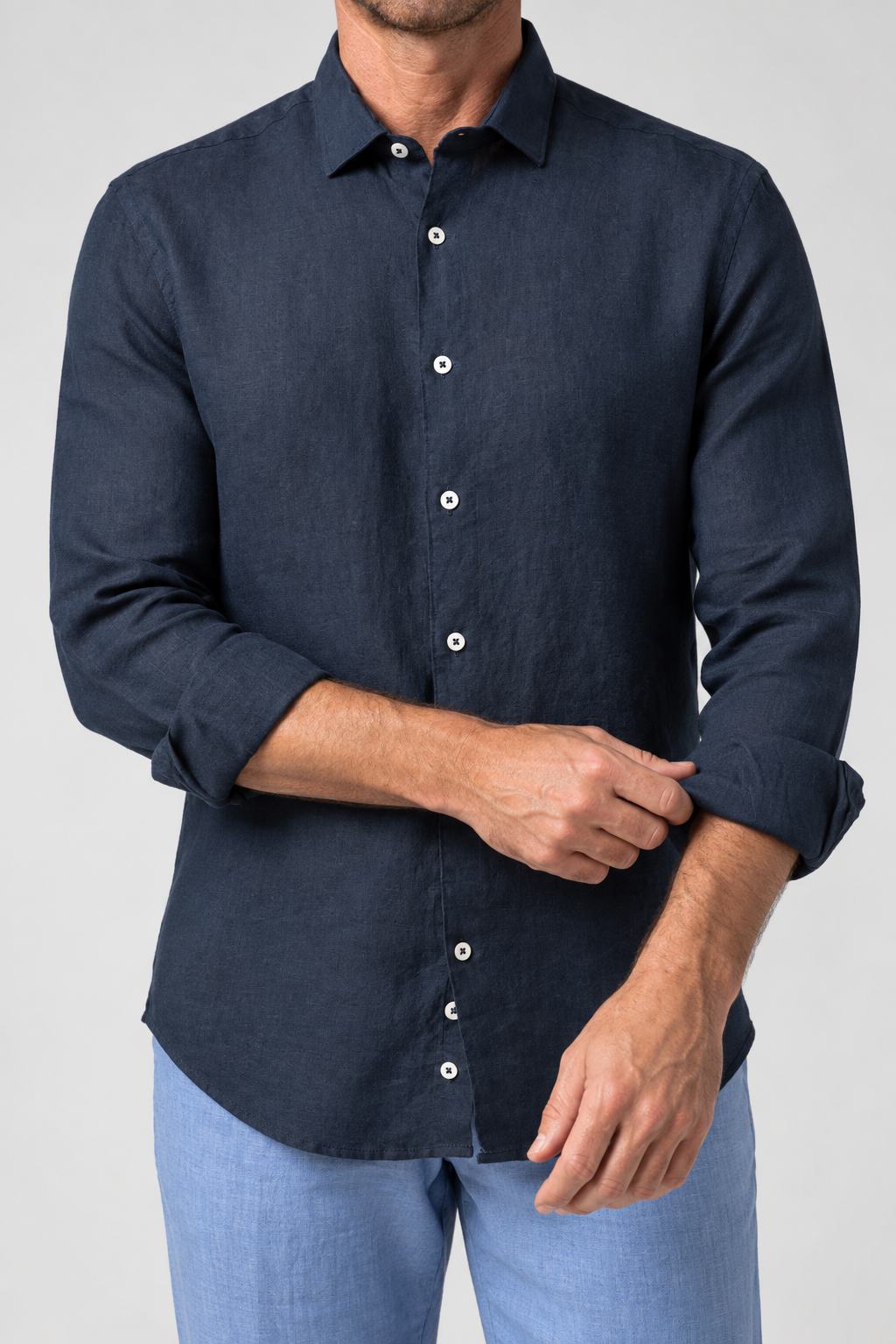 Lucas Linen Lightweight Shirt | Navy Blue