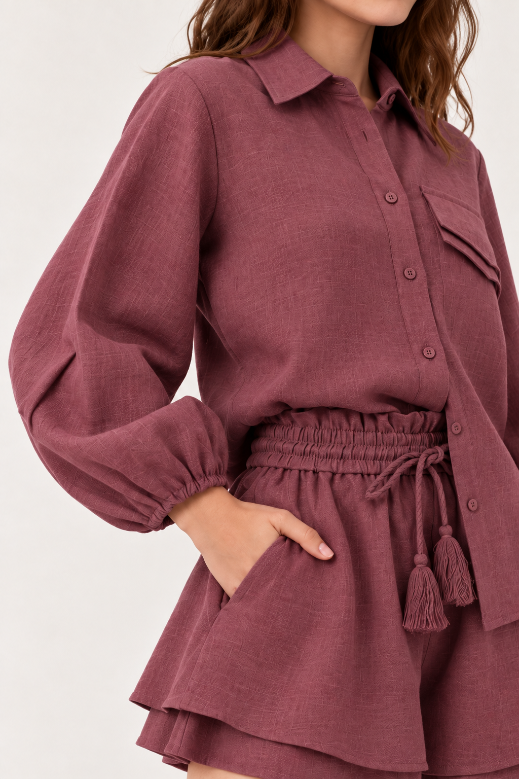 Victoria Linen Set | Burgundy