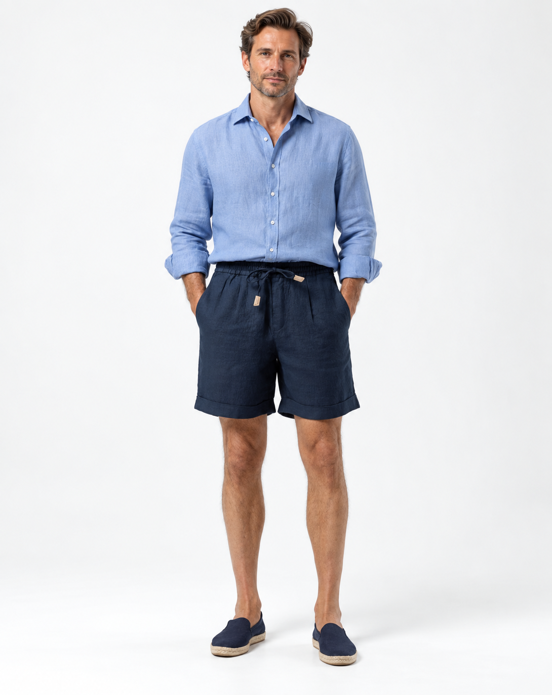 Liam Linen Shorts | Navy Blue