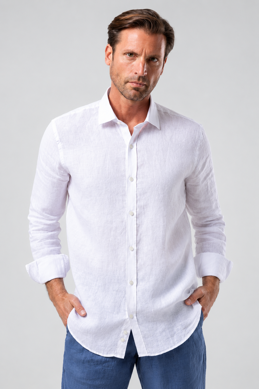 Lucas Linen Lightweight Shirt | White