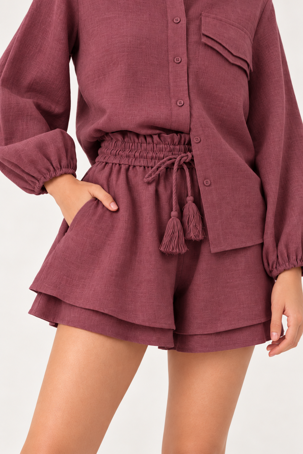 Victoria Linen Set | Burgundy