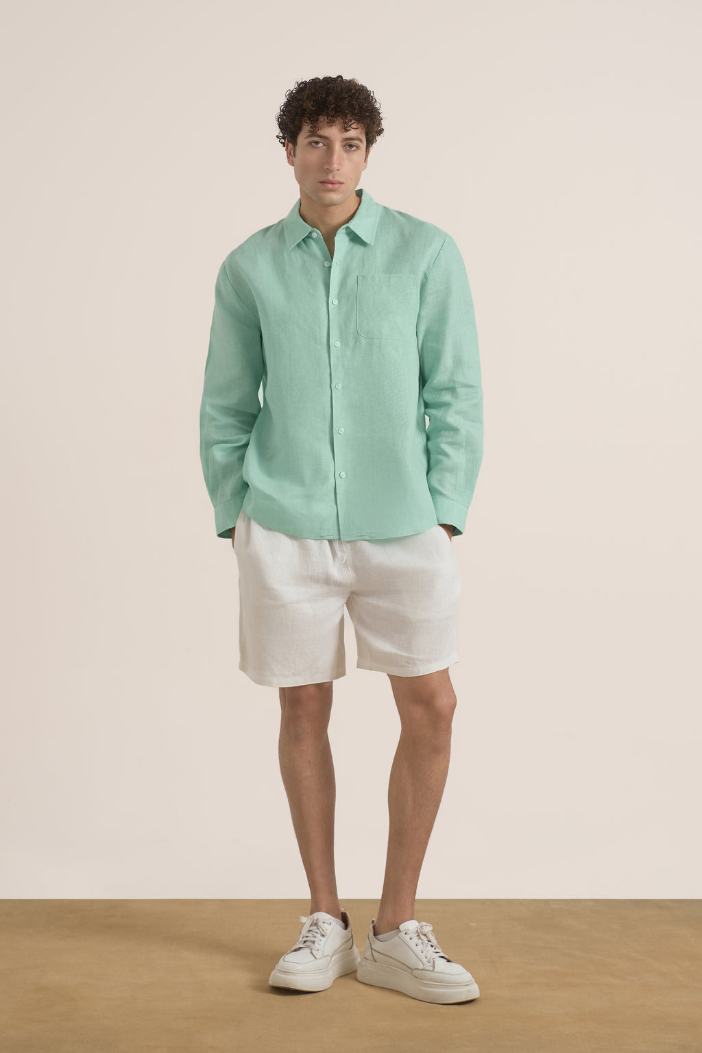 Ares Linen Shirt | Mint Green