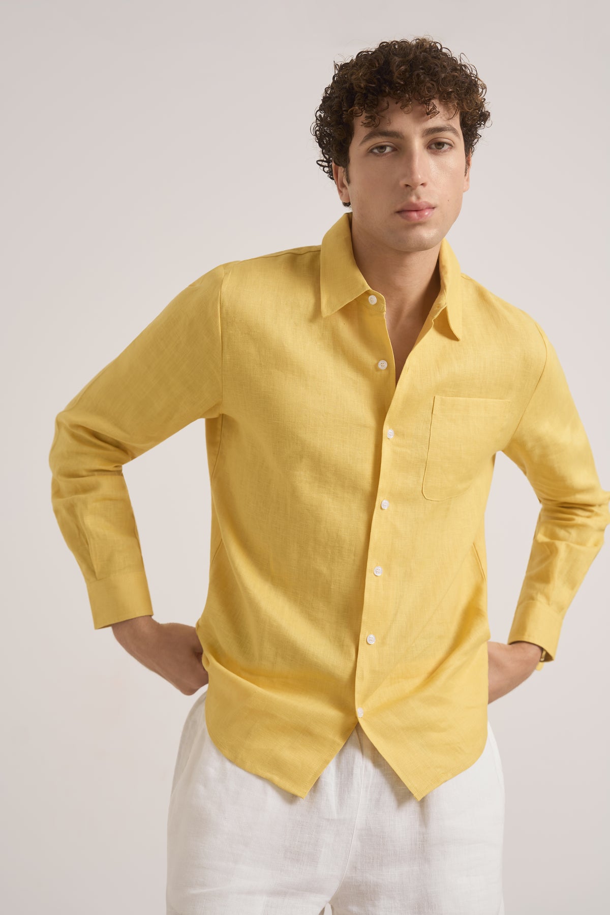 Ares Linen Shirt | Sun Yellow