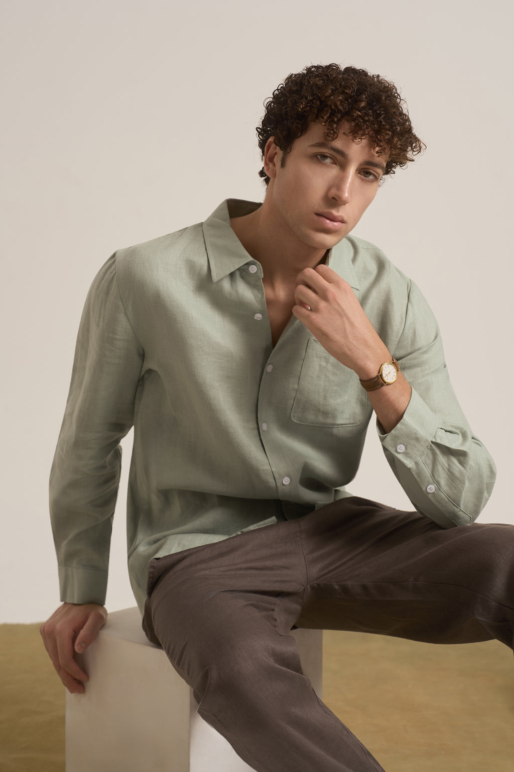 ARES Linen Shirt | Sage Green