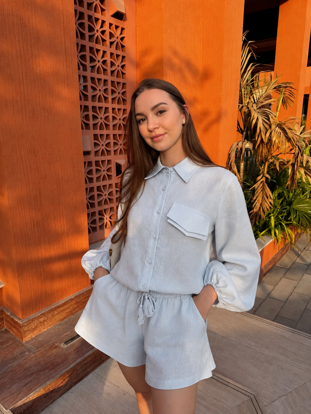Victoria Linen Set | Light Blue