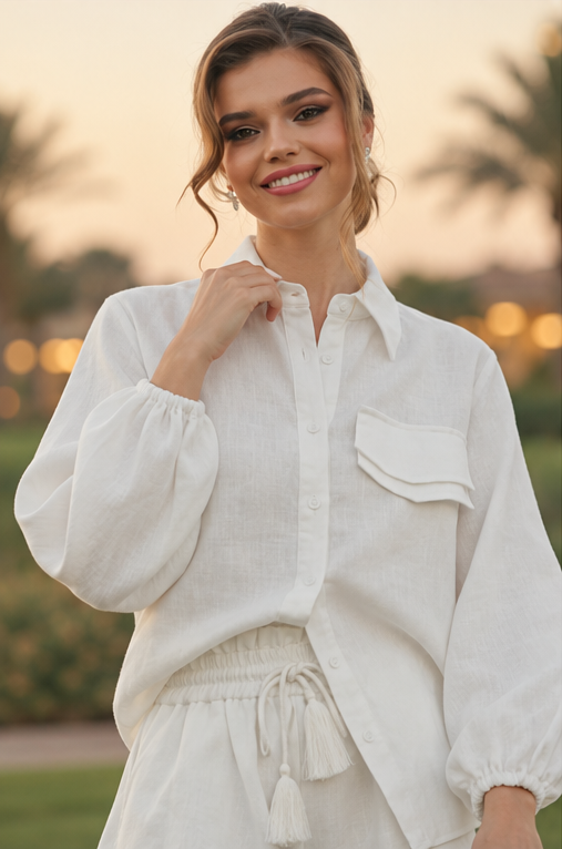 Victoria Linen Set | White