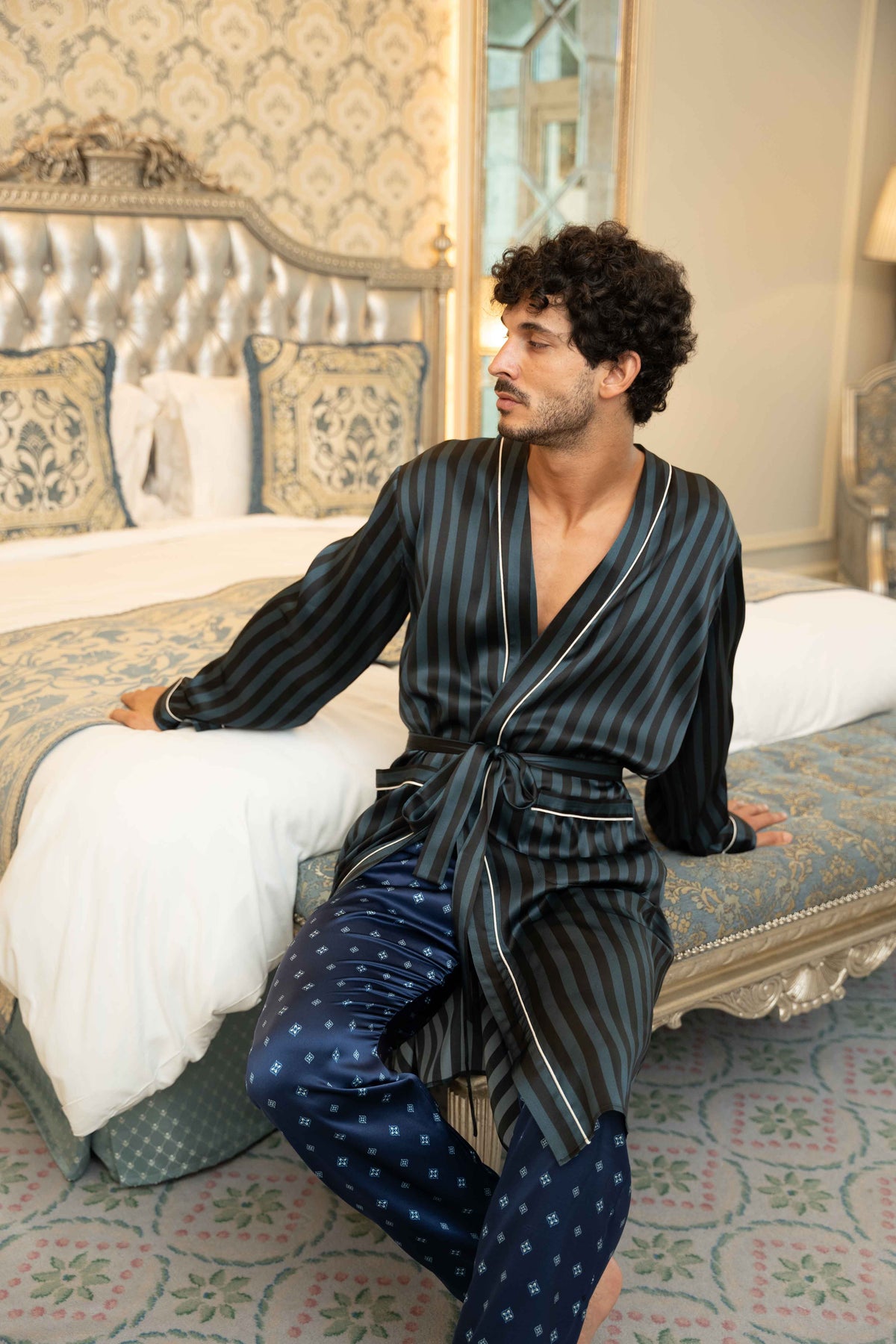Men’s Pure Silk Robe | Emerald Green