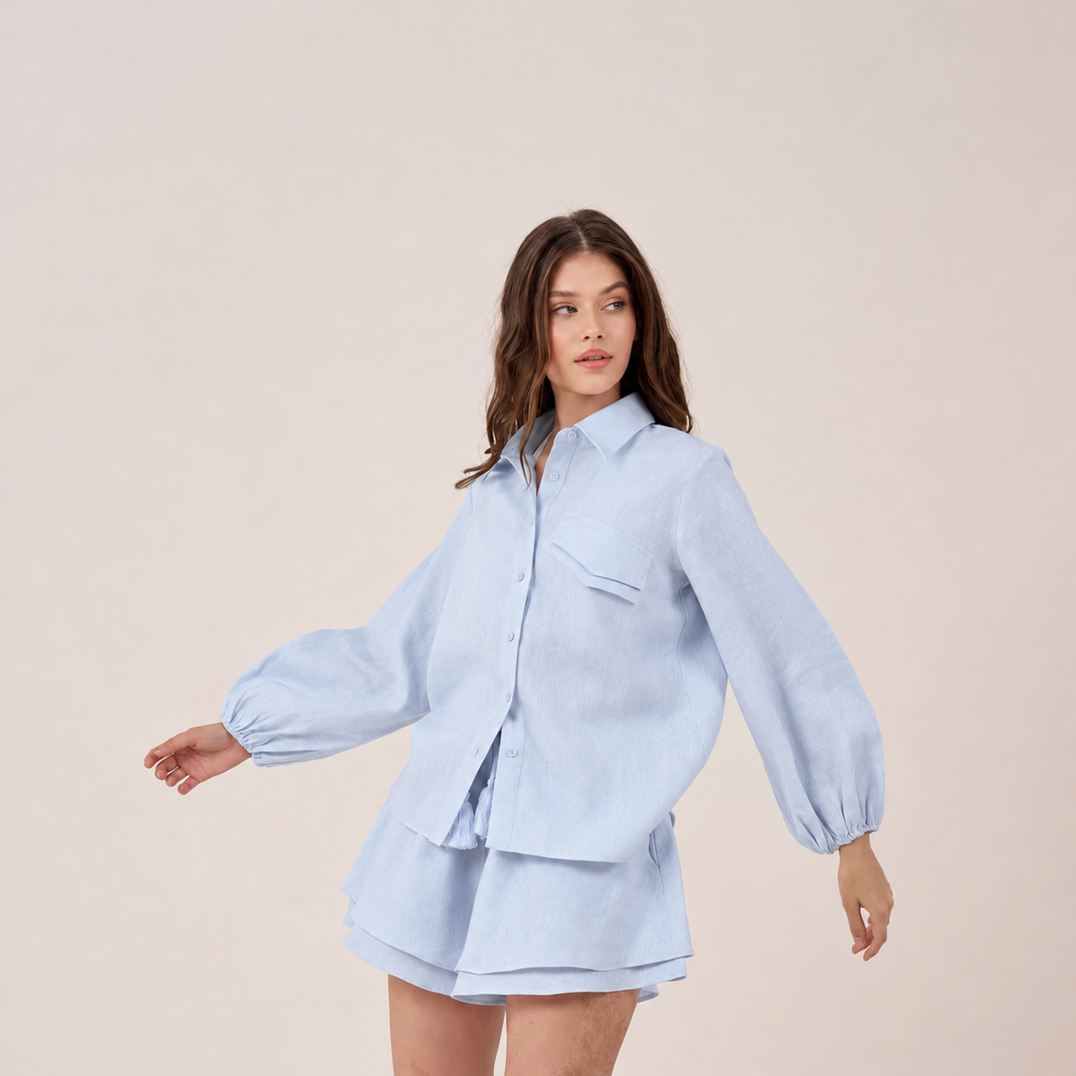 Victoria Linen Set | Light Blue