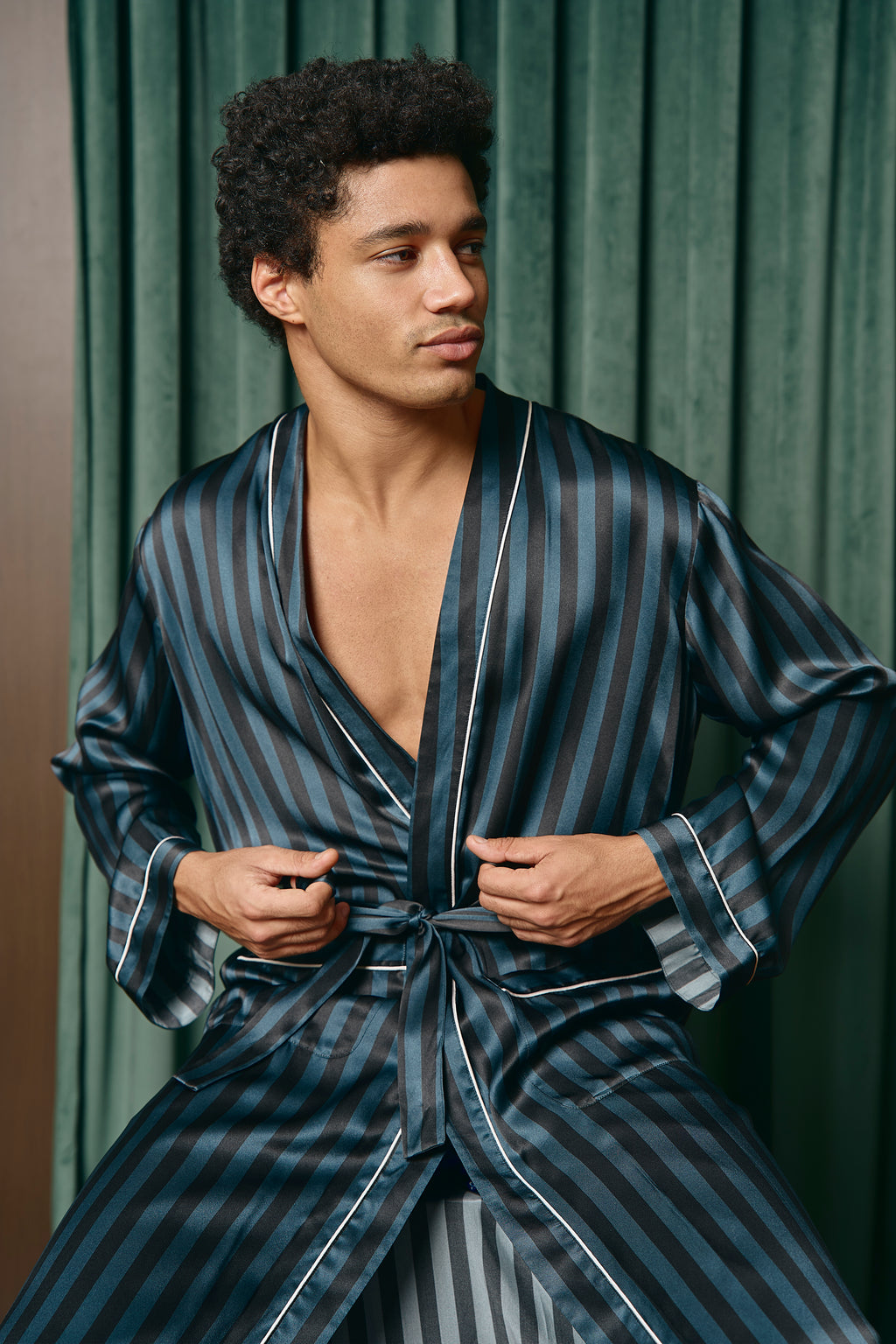 Men’s Pure Silk Robe | Emerald Green