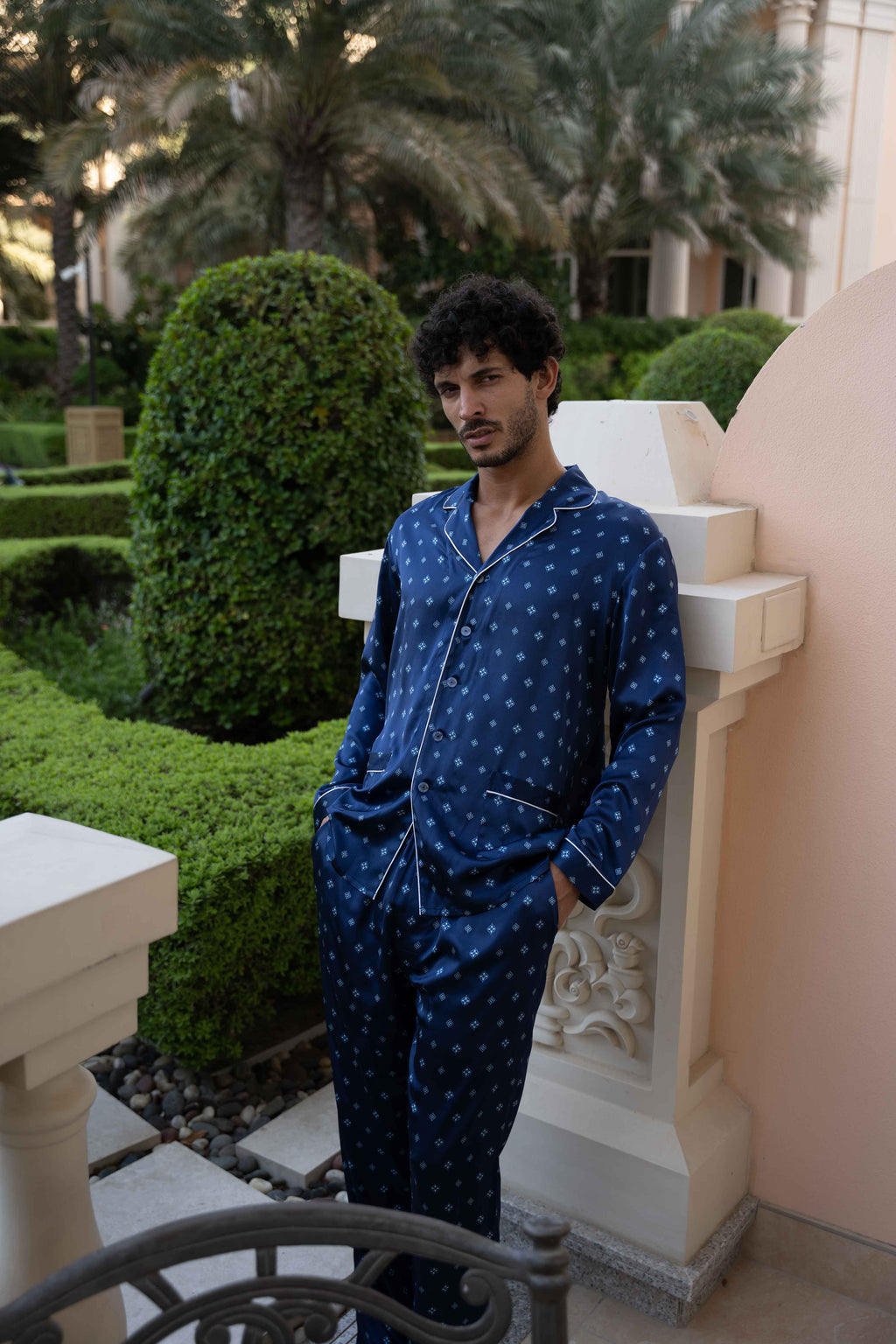 Men’s Pure Silk Pajama Set | Navy Blue