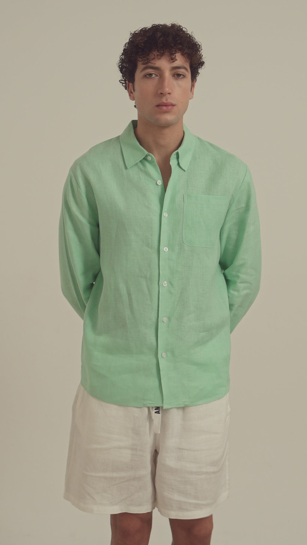 Ares Linen Shirt | Mint Green