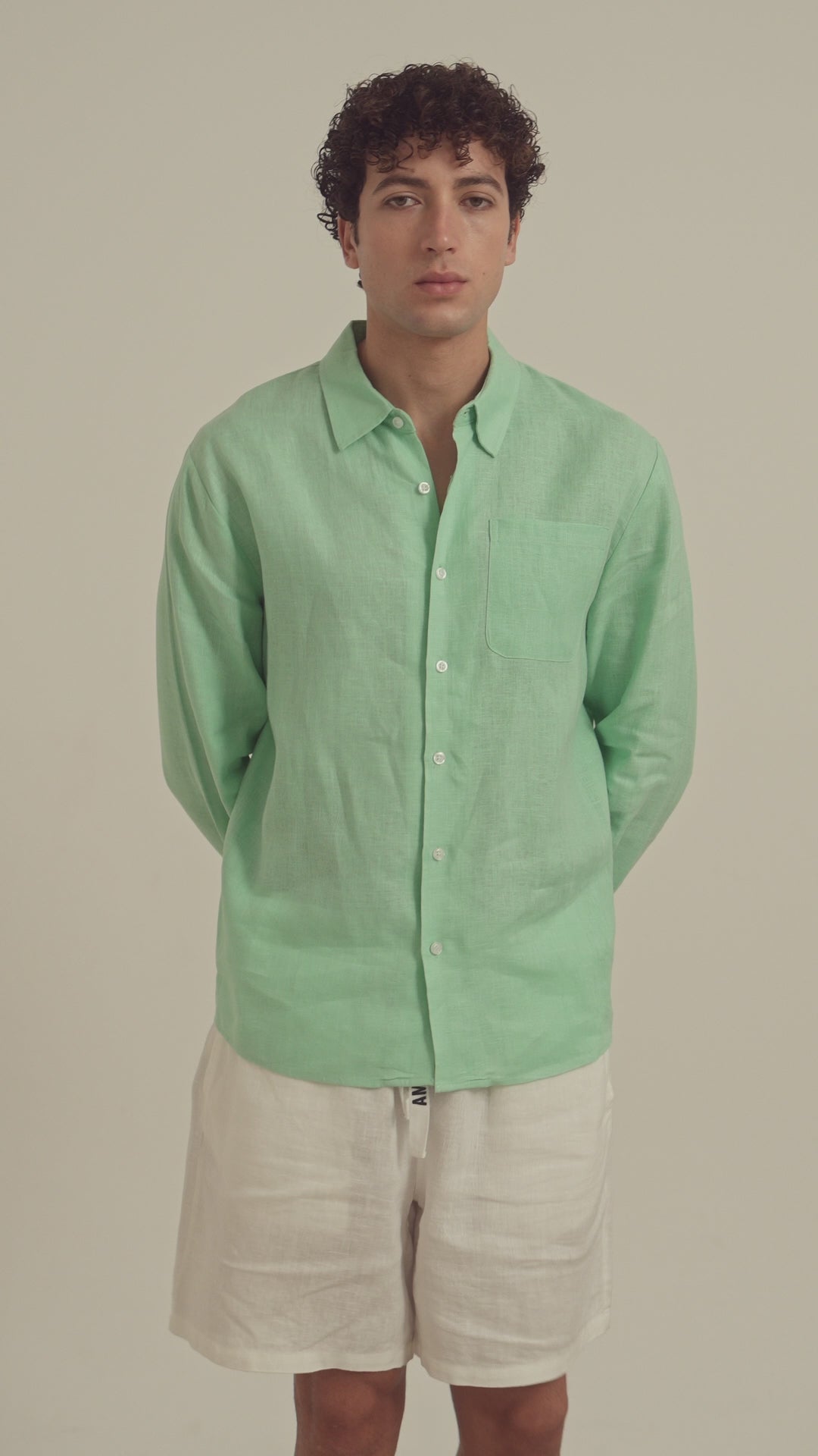 Ares Linen Shirt | Mint Green