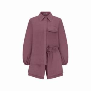 Linen Set Victoria in Brown Burgundy